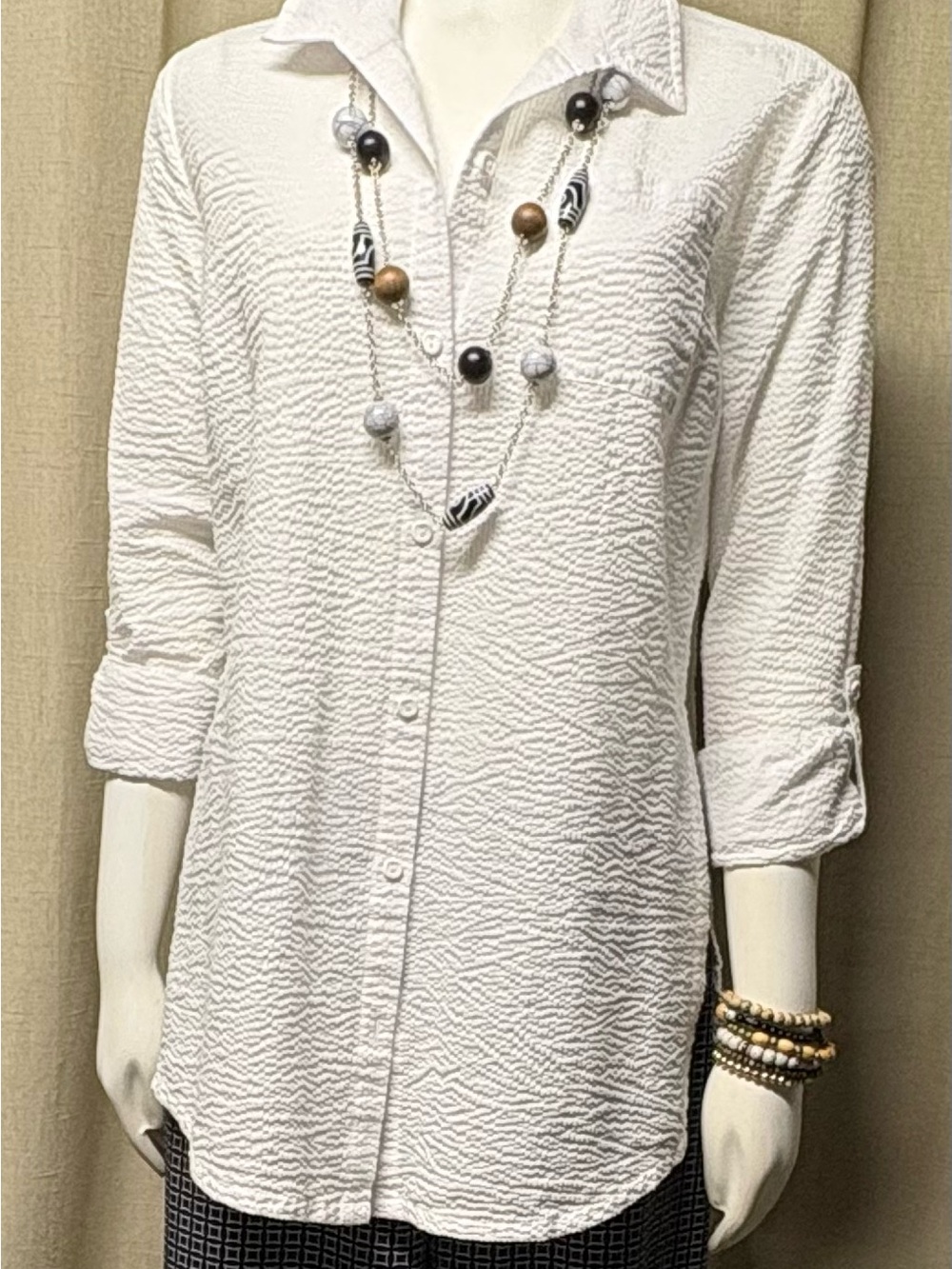 Apropos Pucker-Knit Tunic Blouse